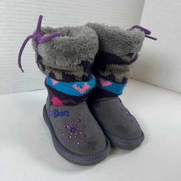 Skechers Twinkle Toes Toddler Girls Grey size 5 boots. 10415N - Picture 6 of 8